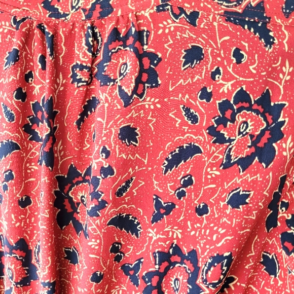 Madewell Silk Boho Midi Dress – Maroon/Navy Assam Paisley Floral, Size XXS - Picture 6 of 9